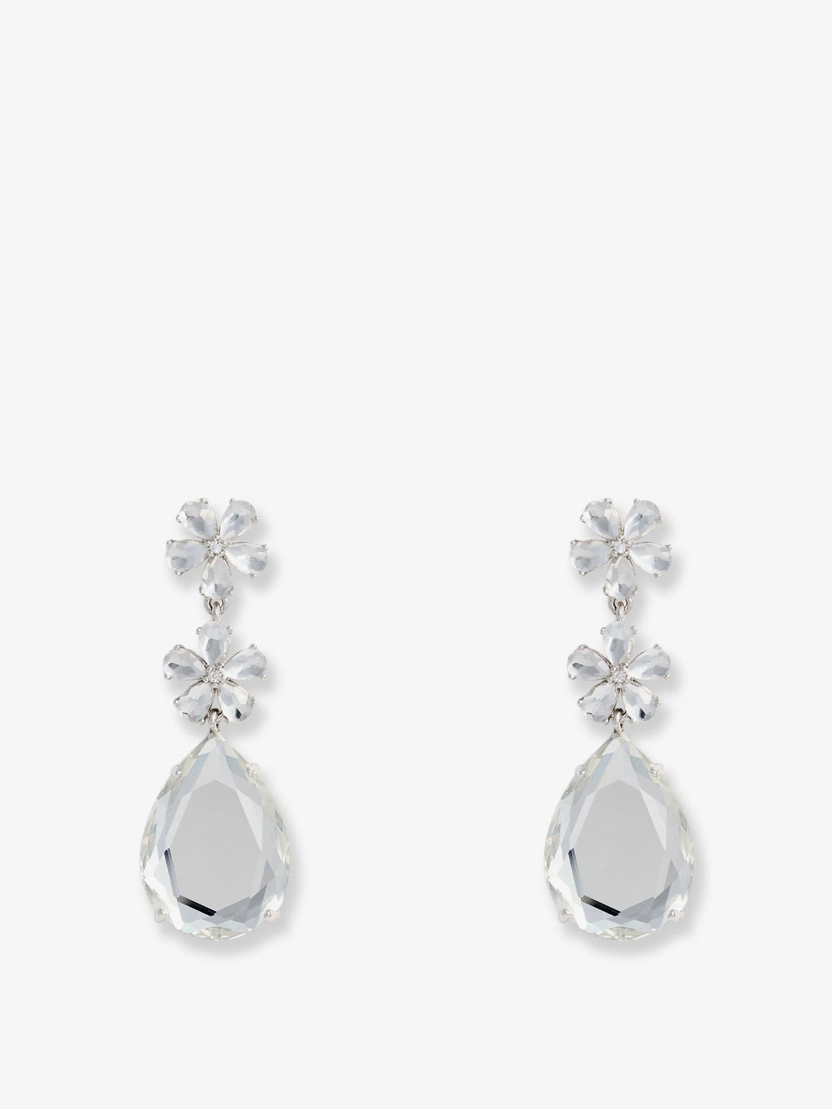 self-portrait Women's Crystal Flower Tiered Earrings Silver