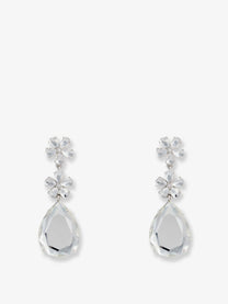 self-portrait Women's Crystal Flower Tiered Earrings Silver