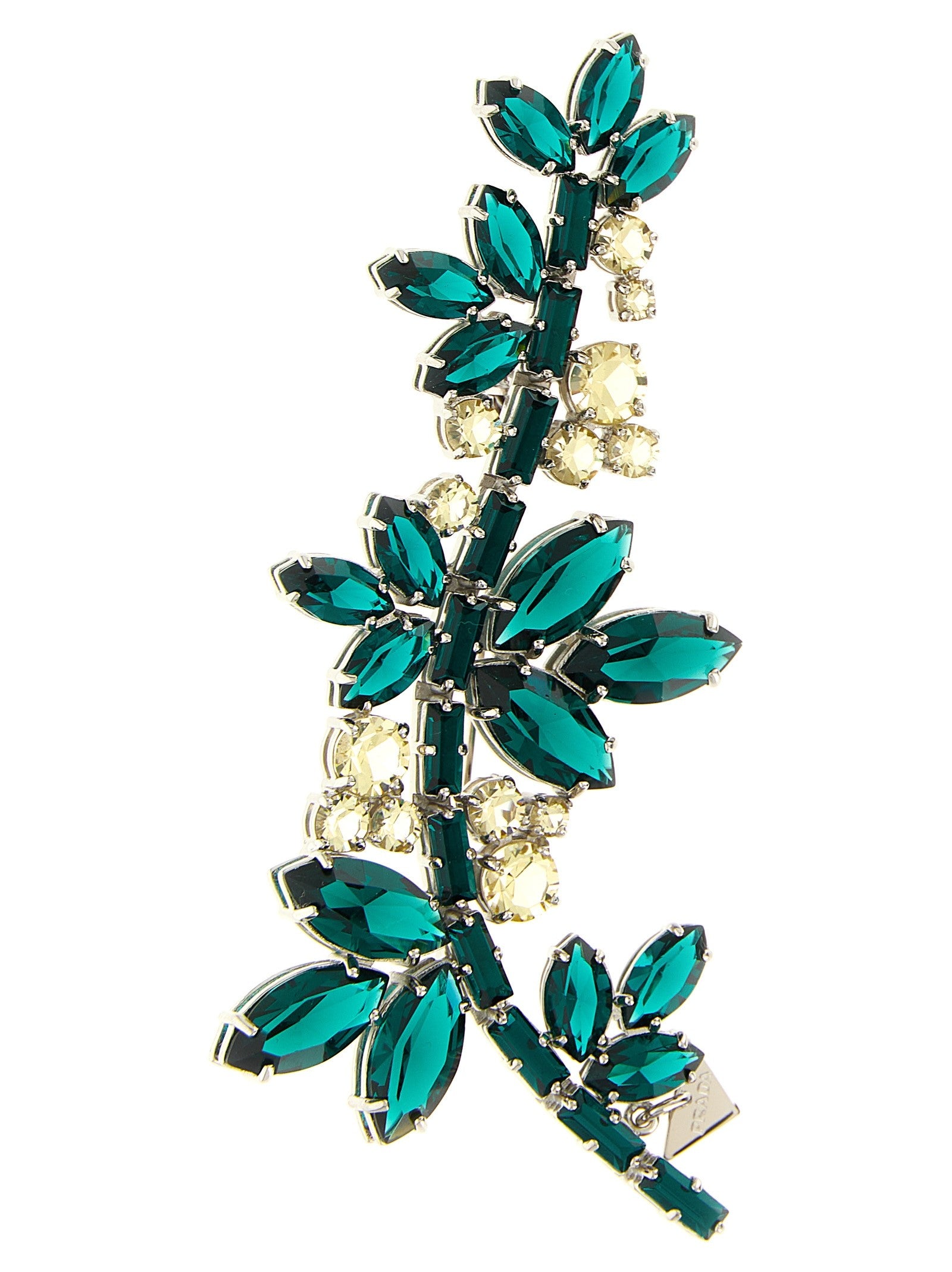 PRADA Crystal Flowers Brooch Silver