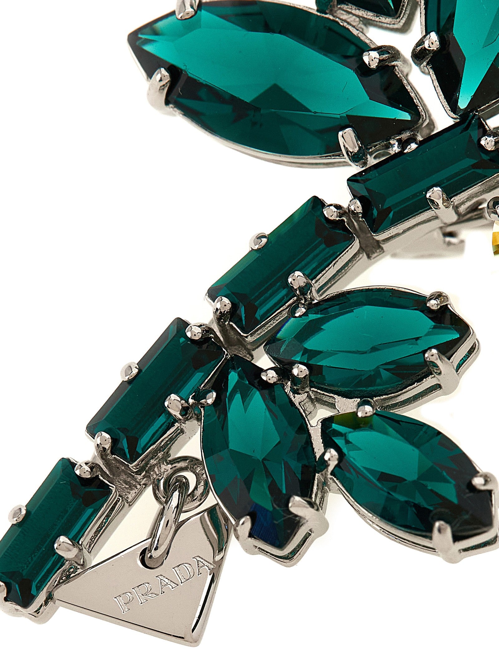 PRADA Crystal Flowers Brooch Silver