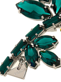 PRADA Crystal Flowers Brooch Silver