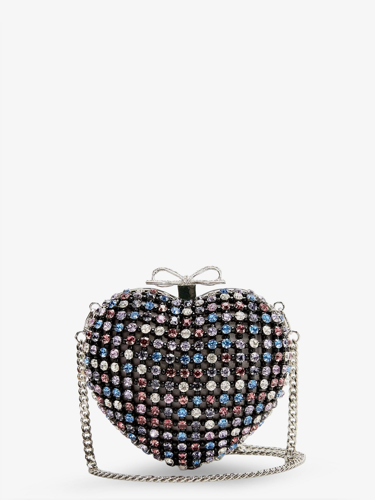 self-portrait Women's Crystal Heart Clutch Bag Red