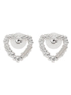self-portrait Women's Crystal Heart Earrings Silver, view 2