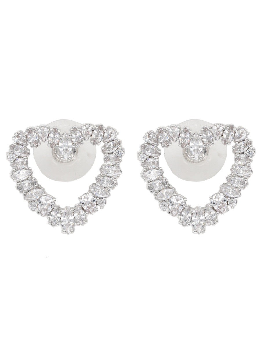 self-portrait Women's Crystal Heart Earrings Silver