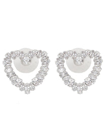 self-portrait Women's Crystal Heart Earrings Silver