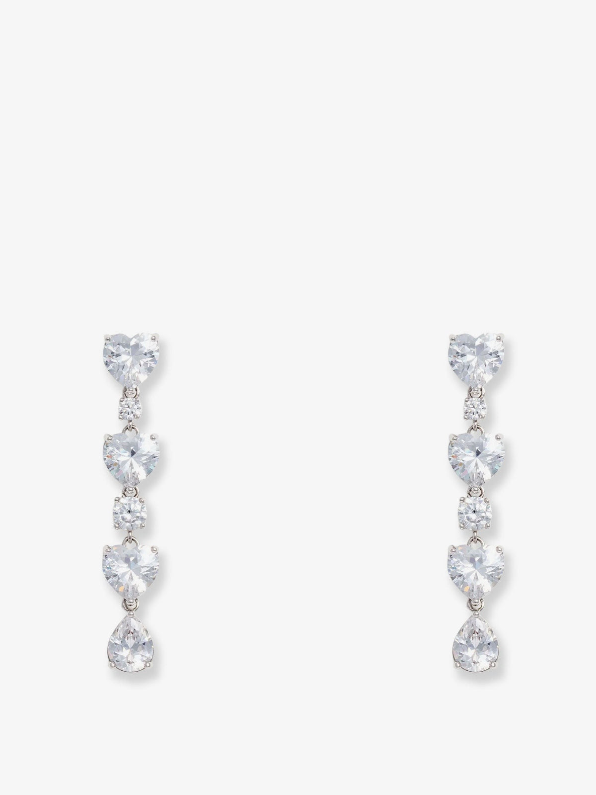 self-portrait Women's Crystal Heart Tiered Earrings Silver