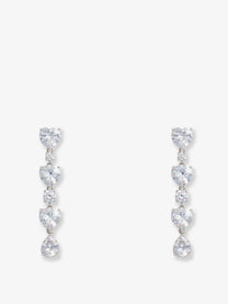 self-portrait Women's Crystal Heart Tiered Earrings Silver