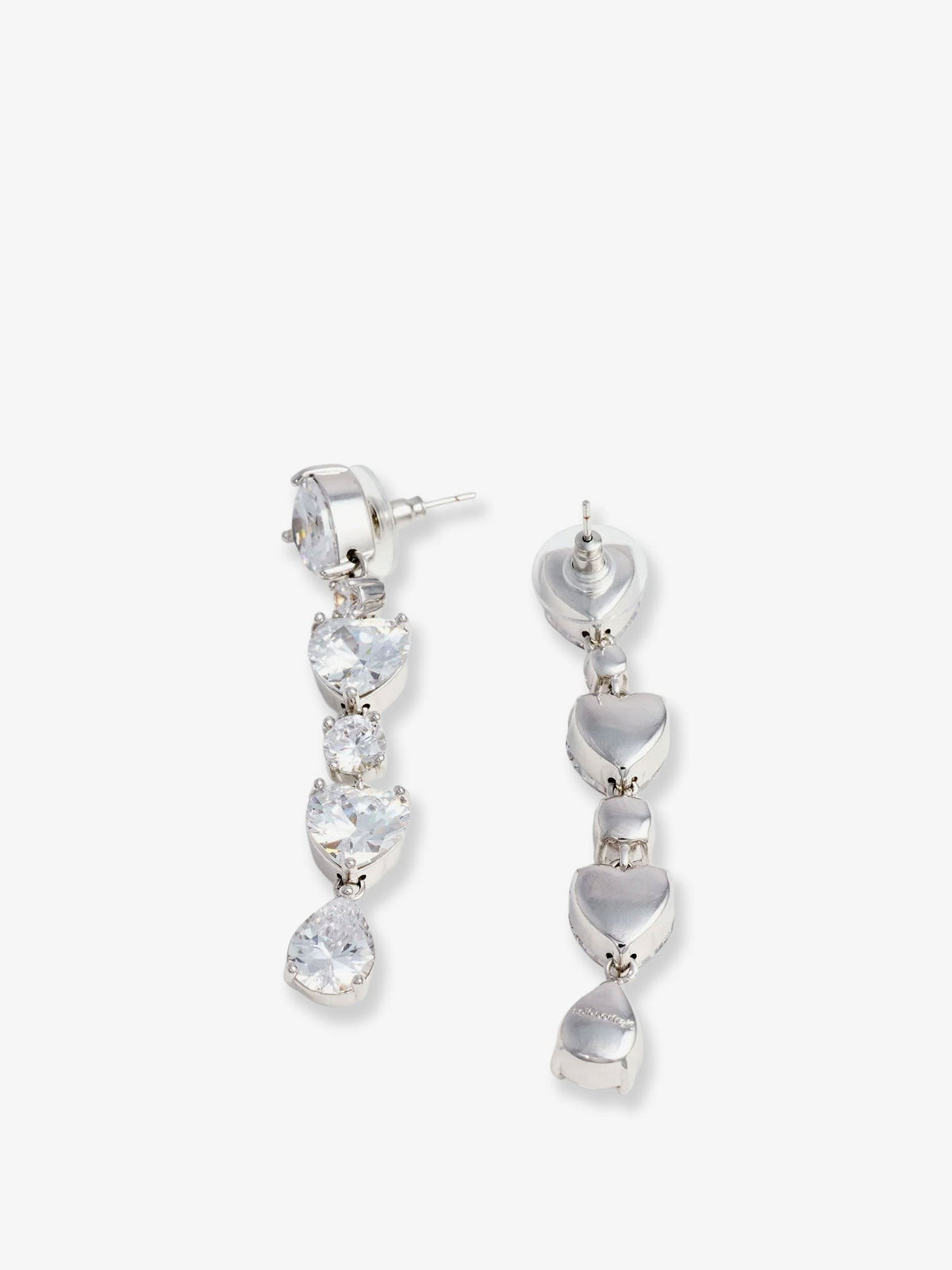 self-portrait Women's Crystal Heart Tiered Earrings Silver