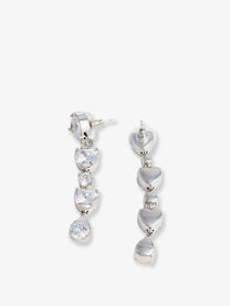 self-portrait Women's Crystal Heart Tiered Earrings Silver