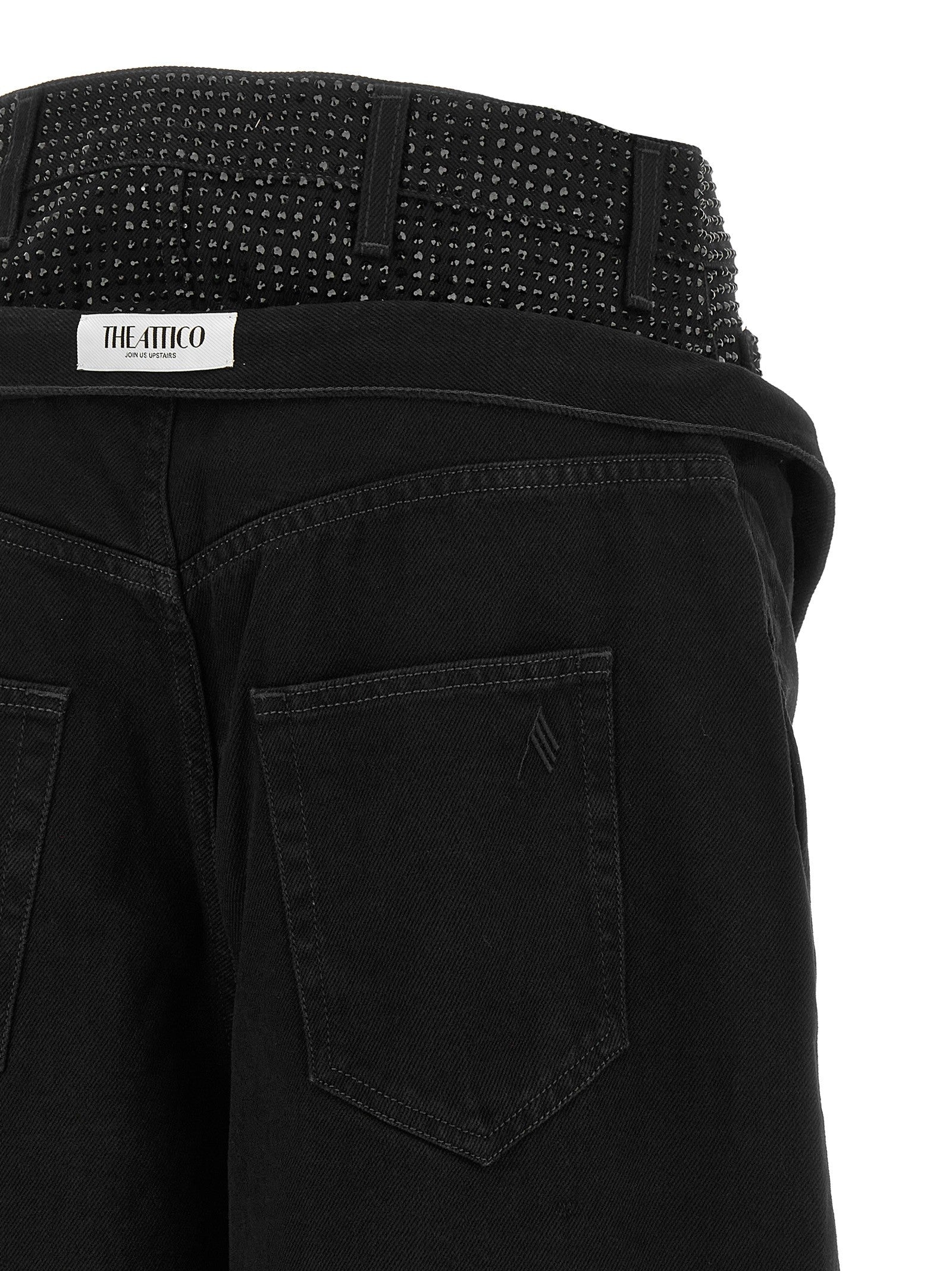 The Attico Crystal Insert Jeans Black