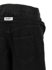 The Attico Crystal Insert Jeans Black