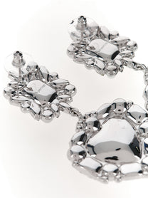 self-portrait Crystal Pearl Tiered Heart Earrings Silver