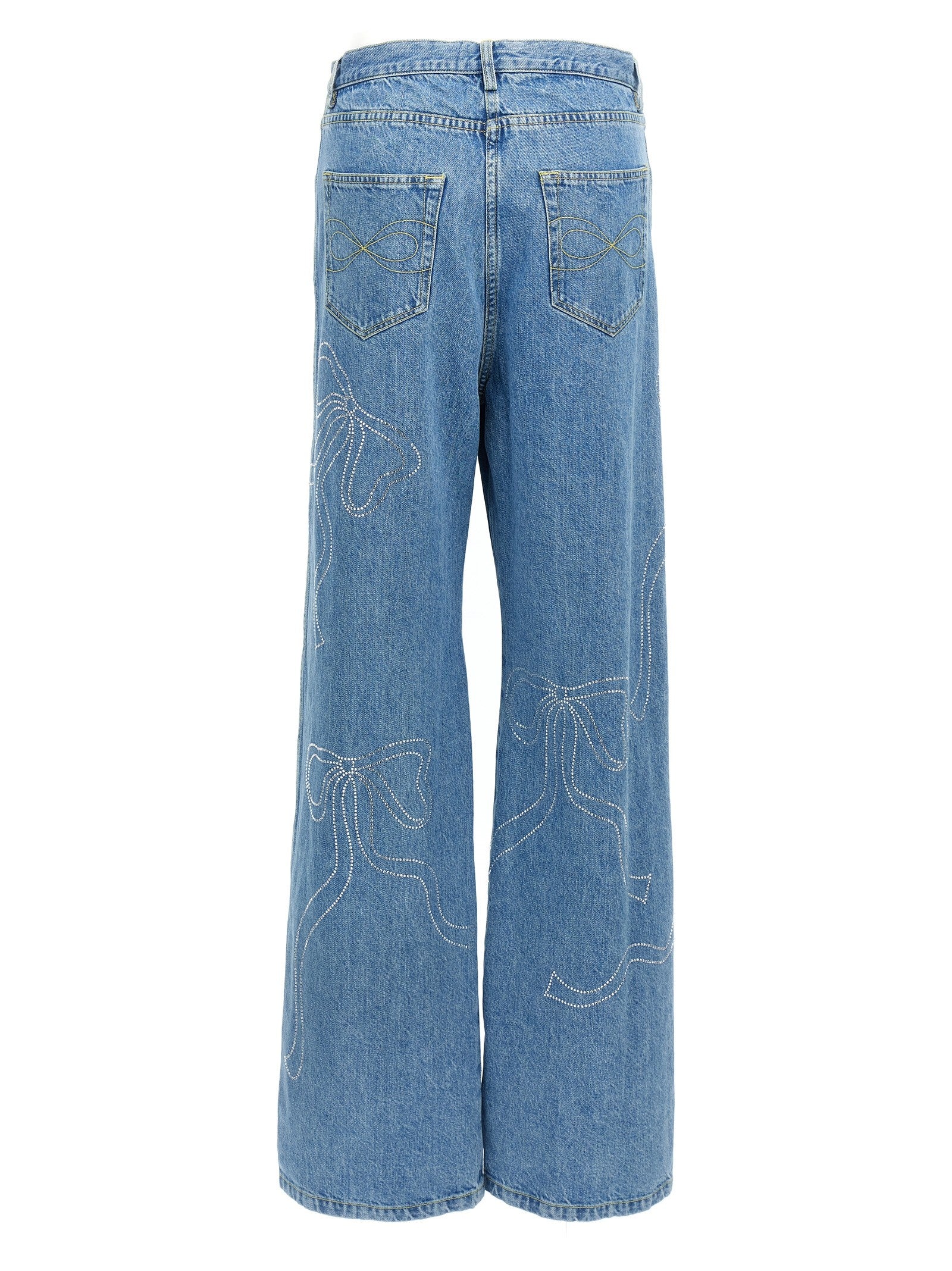 MACH &amp; MACH Crystal Ribbon Hot Fix Jeans Blue