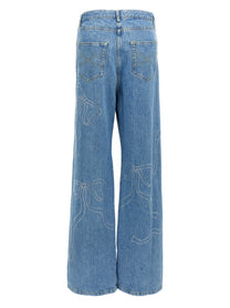 MACH &amp; MACH Crystal Ribbon Hot Fix Jeans Blue