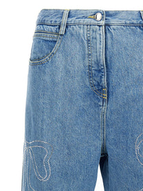 MACH &amp; MACH Crystal Ribbon Hot Fix Jeans Blue