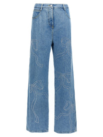 MACH &amp; MACH Crystal Ribbon Hot Fix Jeans Blue
