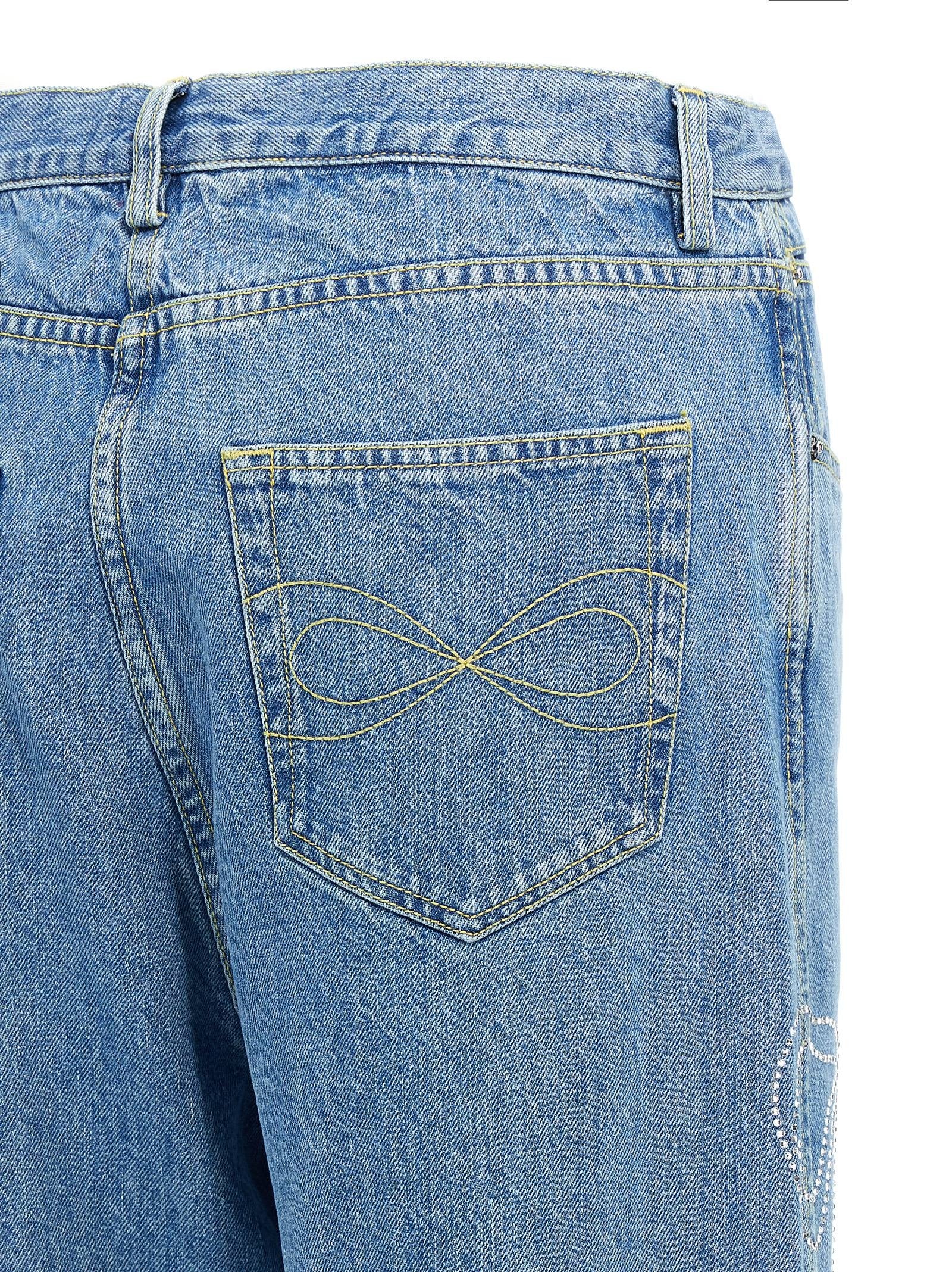 MACH &amp; MACH Crystal Ribbon Hot Fix Jeans Blue