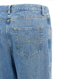 MACH &amp; MACH Crystal Ribbon Hot Fix Jeans Blue
