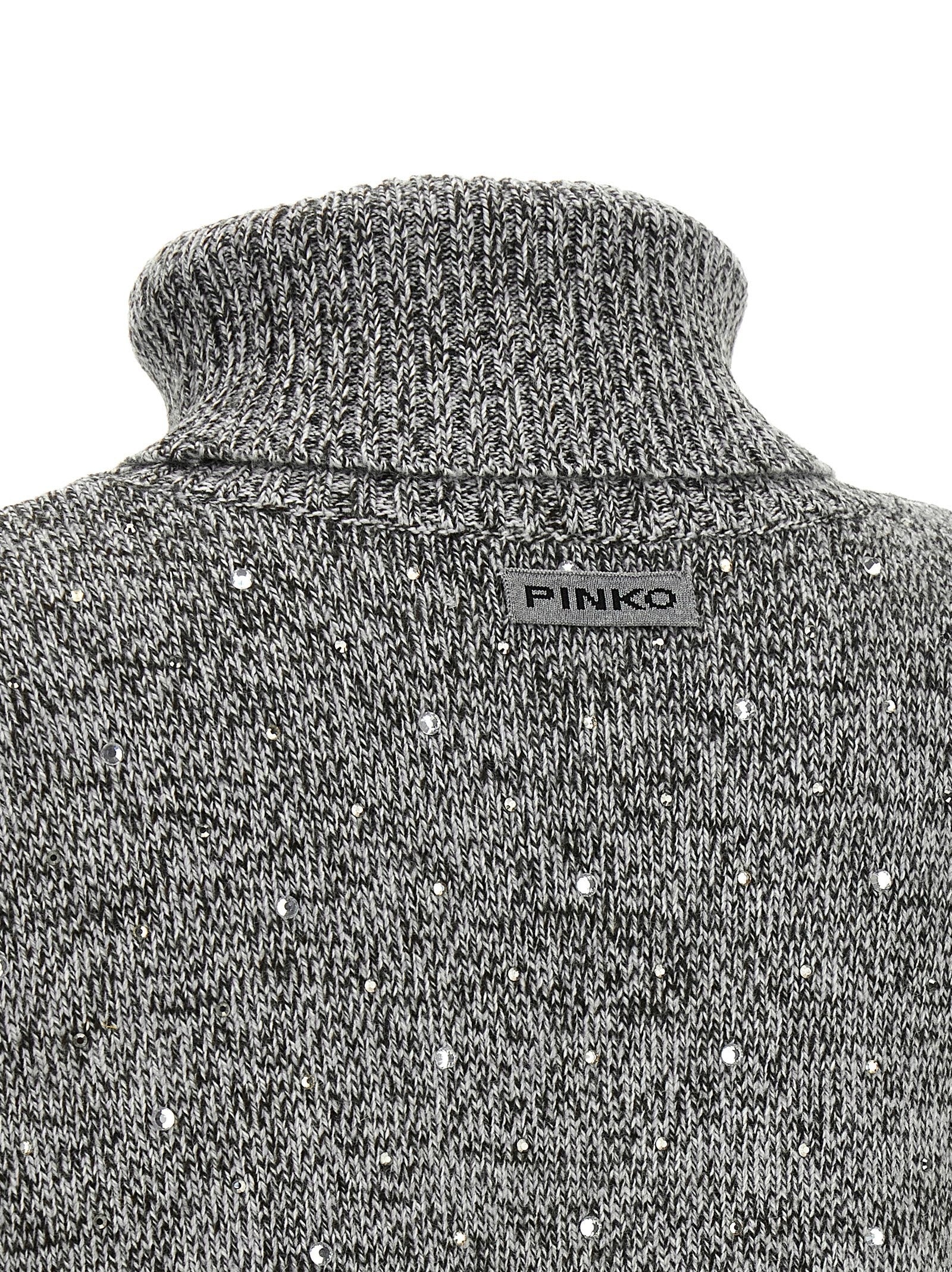 Pinko Crystal Turtleneck Sweater Grey