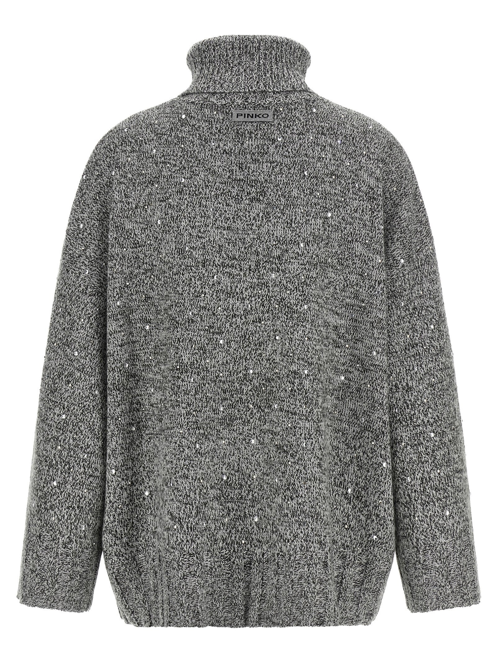 Pinko Crystal Turtleneck Sweater Grey