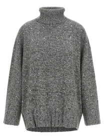 Pinko Crystal Turtleneck Sweater Grey