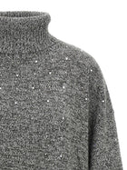Pinko Crystal Turtleneck Sweater Grey, view 3