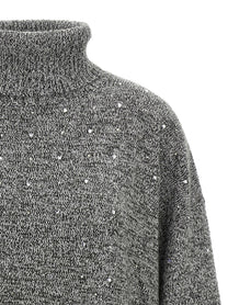 Pinko Crystal Turtleneck Sweater Grey
