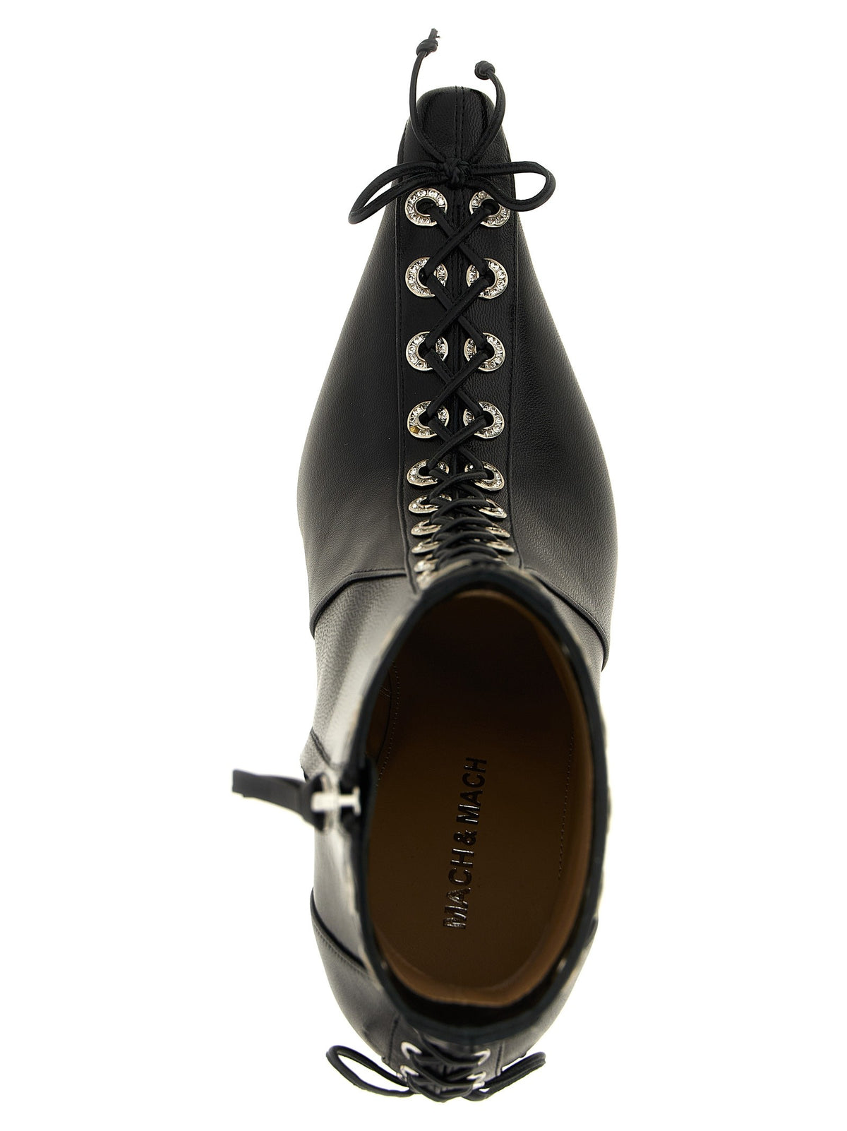 MACH &amp; MACH Crystalized Corset Ankle Boots Black