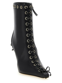 MACH &amp; MACH Crystalized Corset Ankle Boots Black