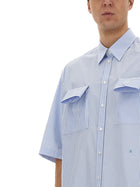 Moschino Men's Cuff Details Shirt Blue, view 4