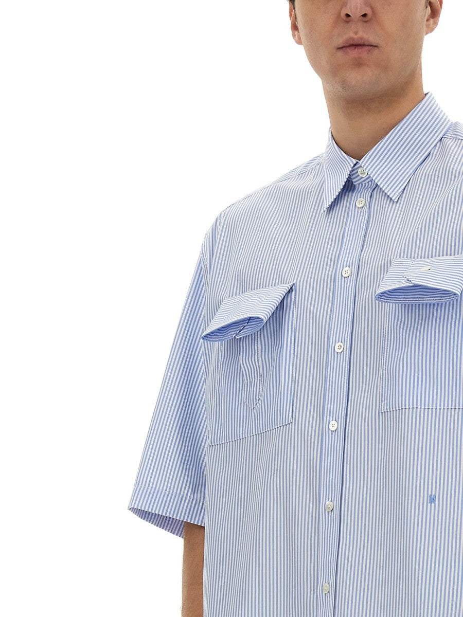 Moschino Men's Cuff Details Shirt Blue, view 4