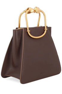 Brown leather handbag with gold-tone metal handles by cult gaia womens borsa maxine brown