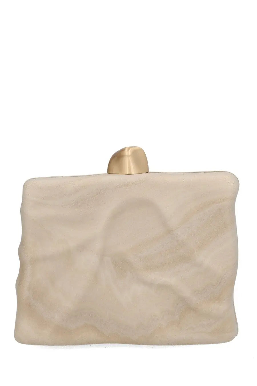 Cream-colored textured clutch with gold-tone clasp by cult gaia women’s clutch flyn white
