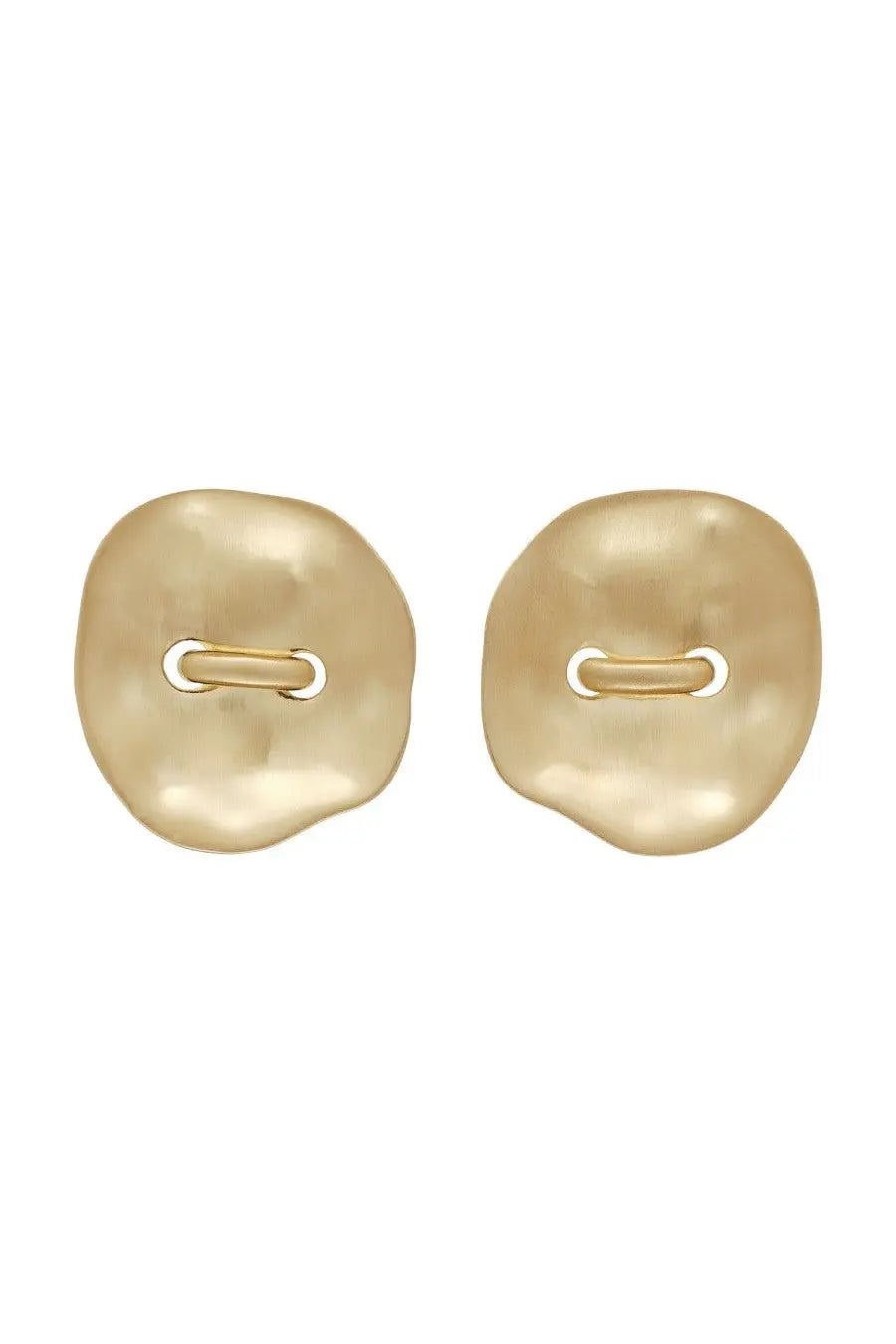 Cult gaia women’s earrings izara gold irregular button-shaped gold-toned hammered texture with metal loops