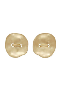Cult gaia women’s earrings izara gold irregular button-shaped gold-toned hammered texture with metal loops