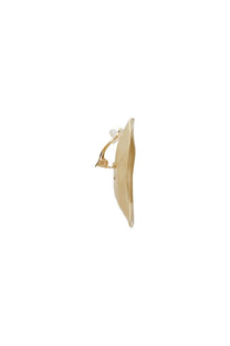 Cult gaia women’s earrings izara gold clip-on earring with gold-toned minimalist disc and small pearl accent at hinge