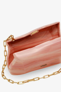 Cult gaia women’s malaya acrylic clutch in translucent peach with gold-tone chain strap and hardware