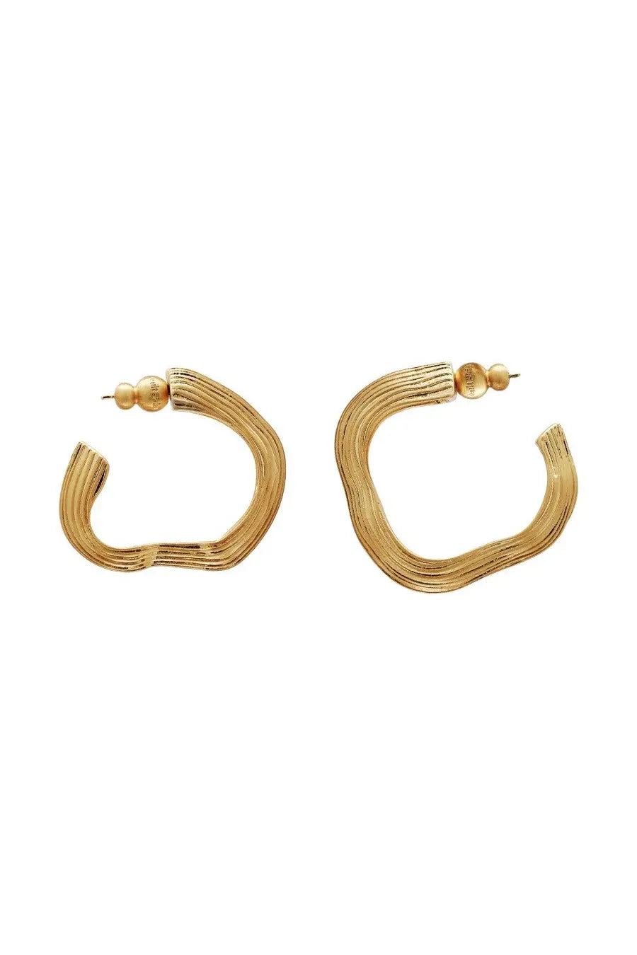 Cult gaia women’s palais gold earrings with gold toned textured layered hoops and small spherical bead posts