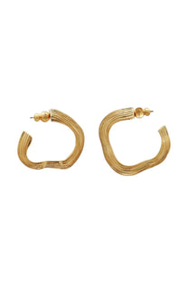 Cult gaia women’s palais gold earrings with gold toned textured layered hoops and small spherical bead posts