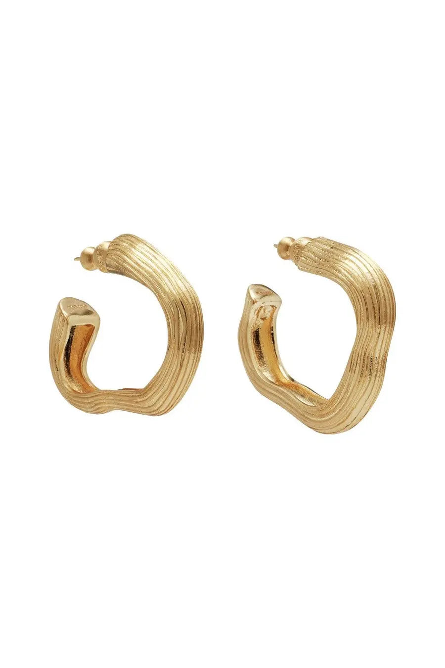 Cult gaia womens palais earrings gold gold-toned hoop earrings with textured ribbed surface and irregular shape