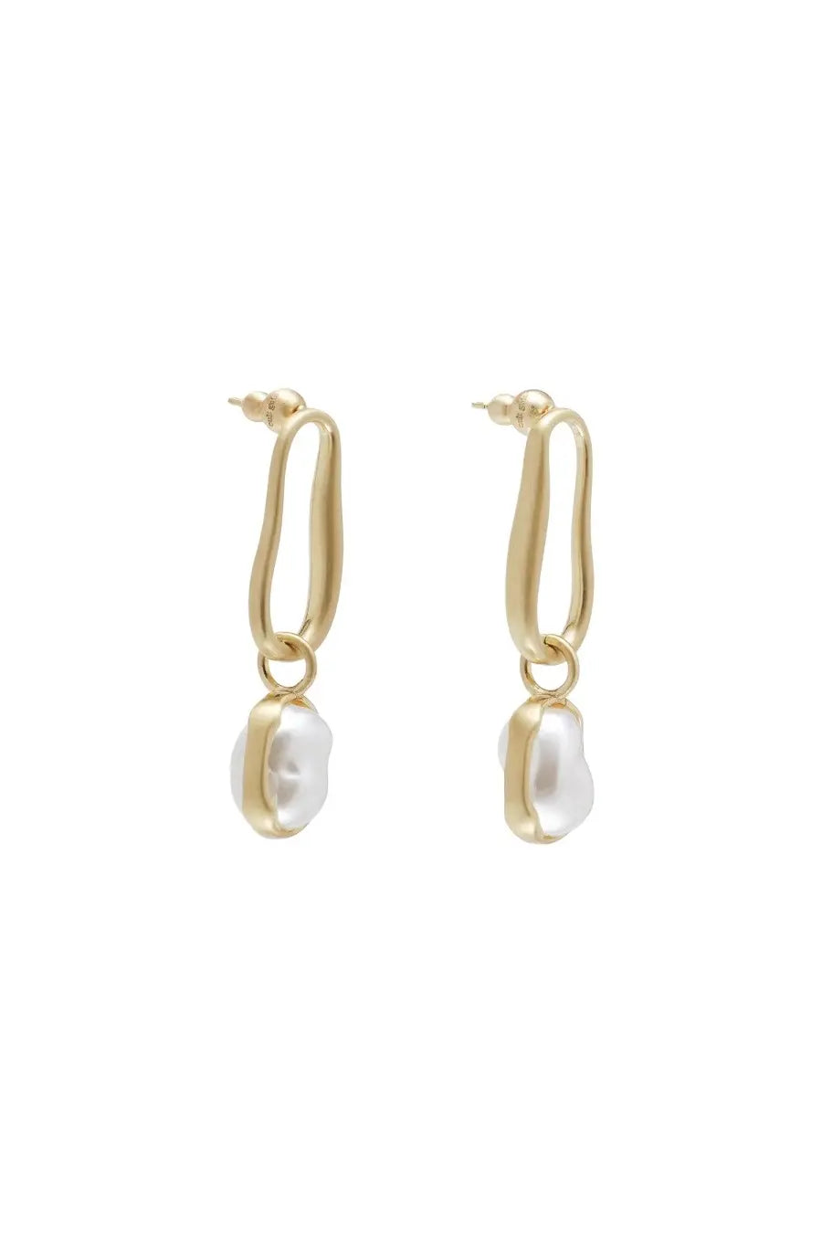 Cult gaia women’s true earrings gold featuring gold-toned hoops with irregular white pearl dangles