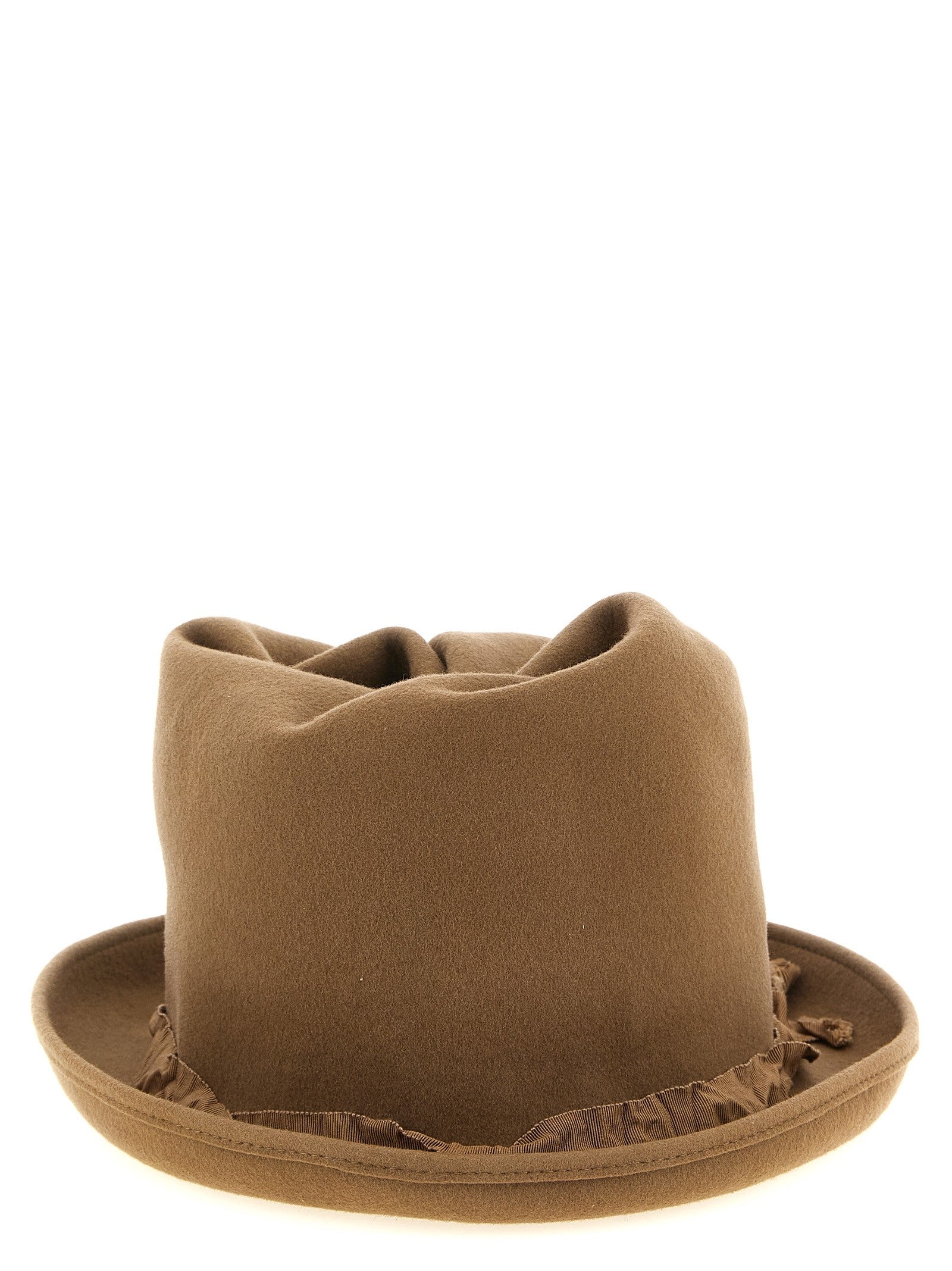 YOHJI YAMAMOTO Curled Crown Hat Beige