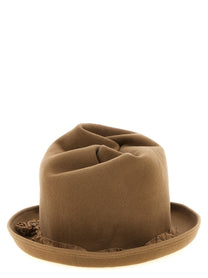 YOHJI YAMAMOTO Curled Crown Hat Beige