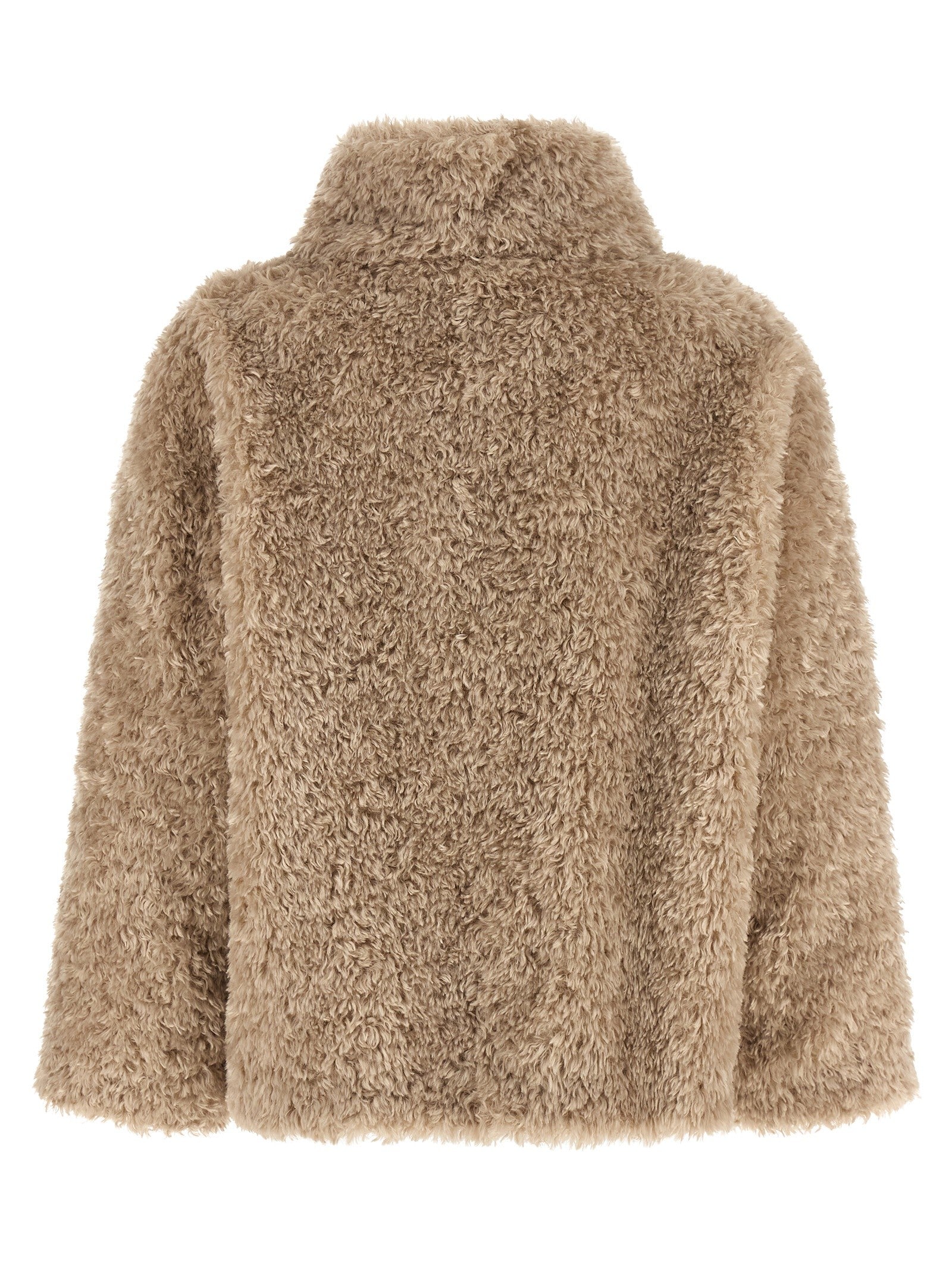 Herno Curled Shearling Effect Coat Beige