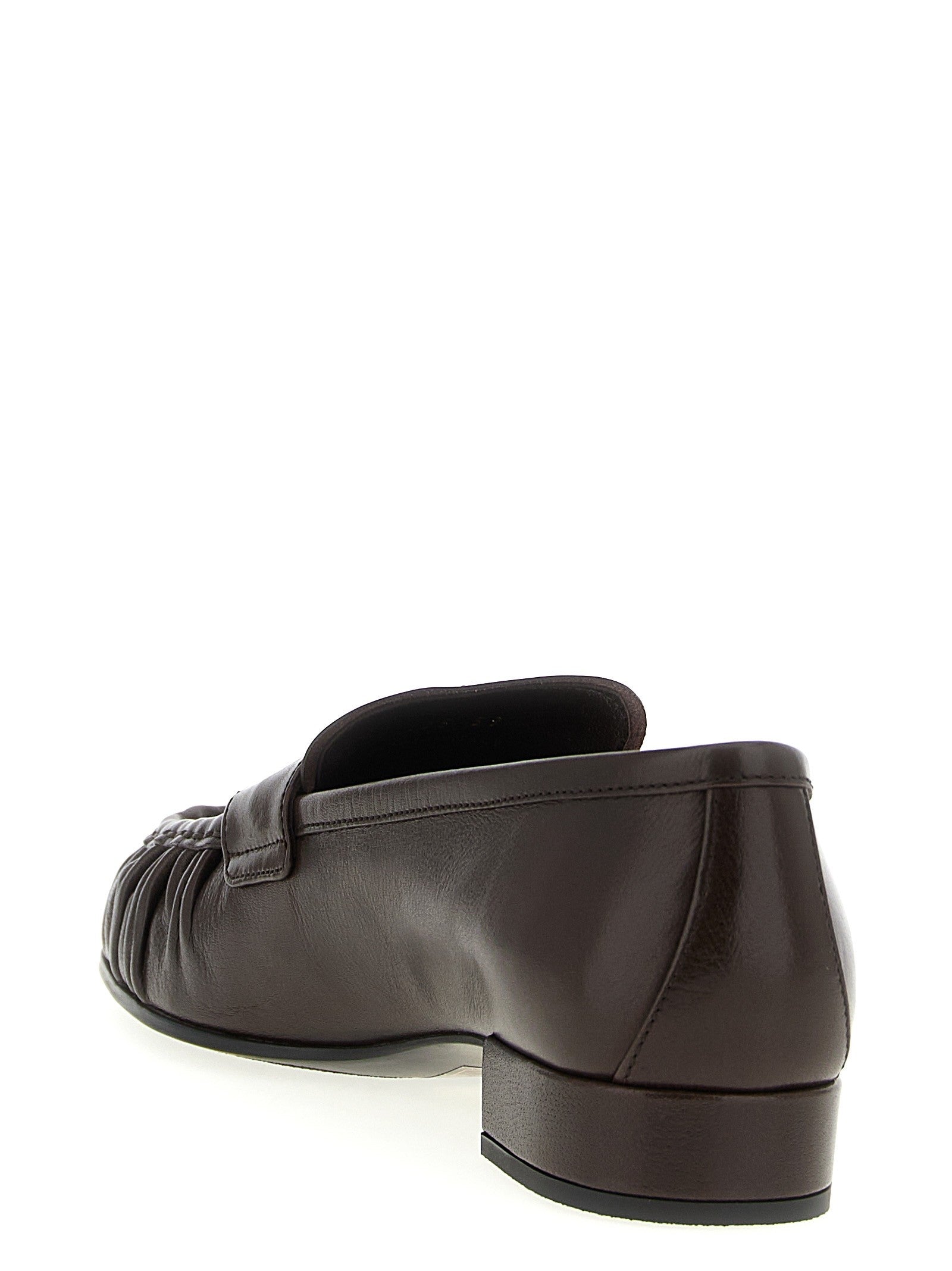 PRADA Curled Toe Moccasins Brown