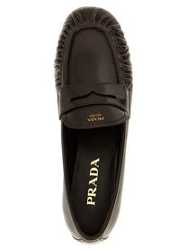 PRADA Curled Toe Moccasins Brown