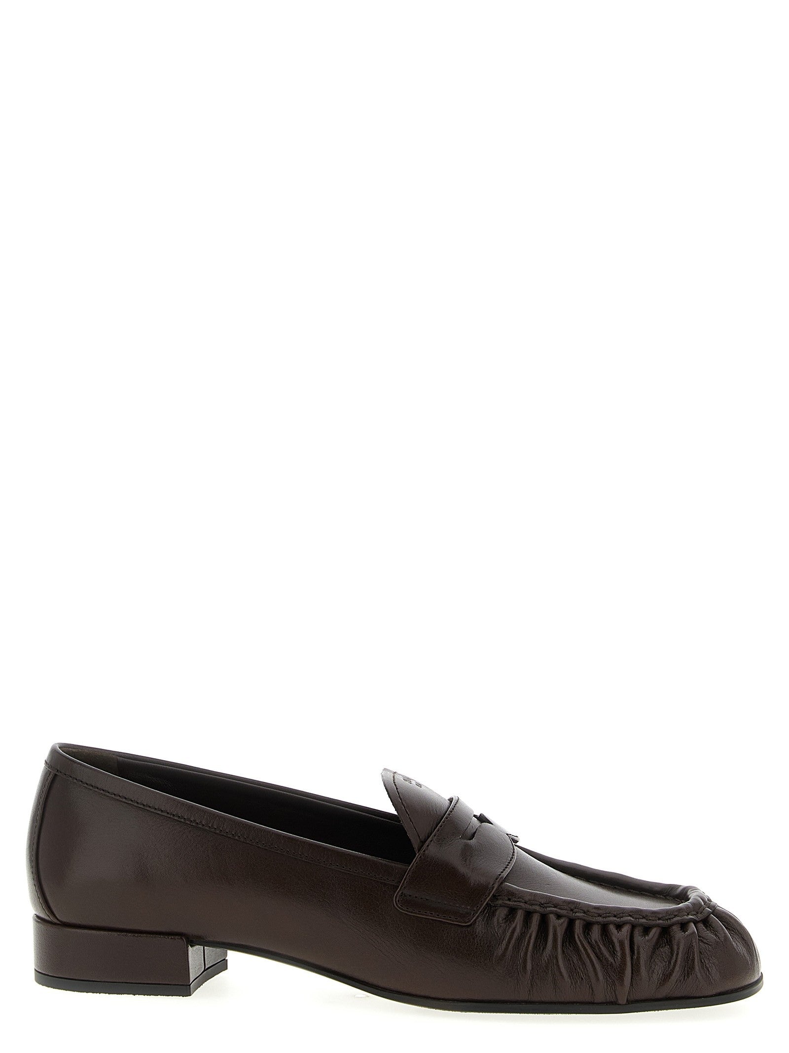 PRADA Curled Toe Moccasins Brown