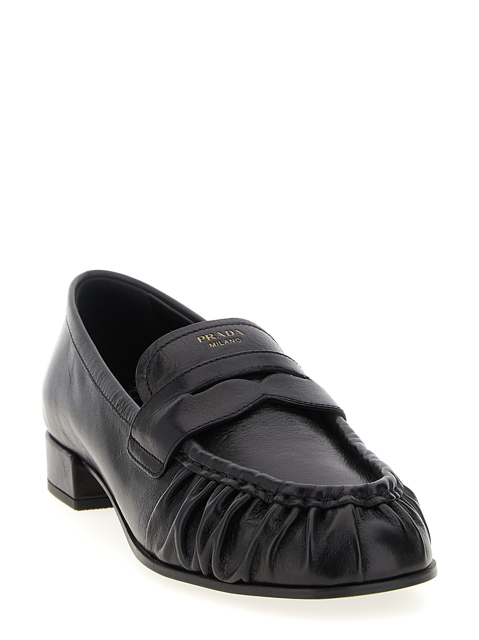 PRADA Curled Toe Moccasins Black