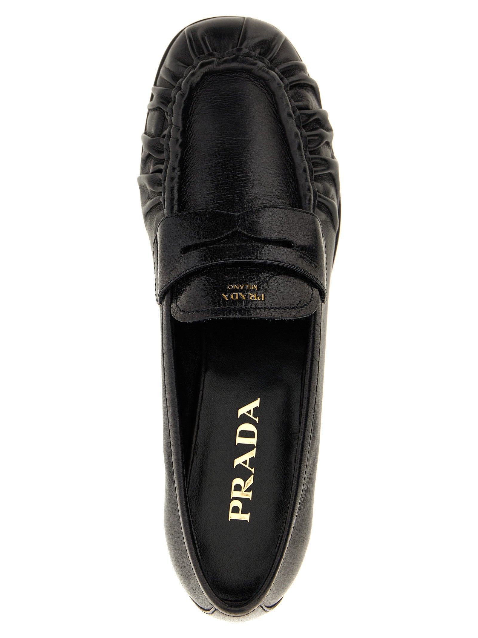 PRADA Curled Toe Moccasins Black
