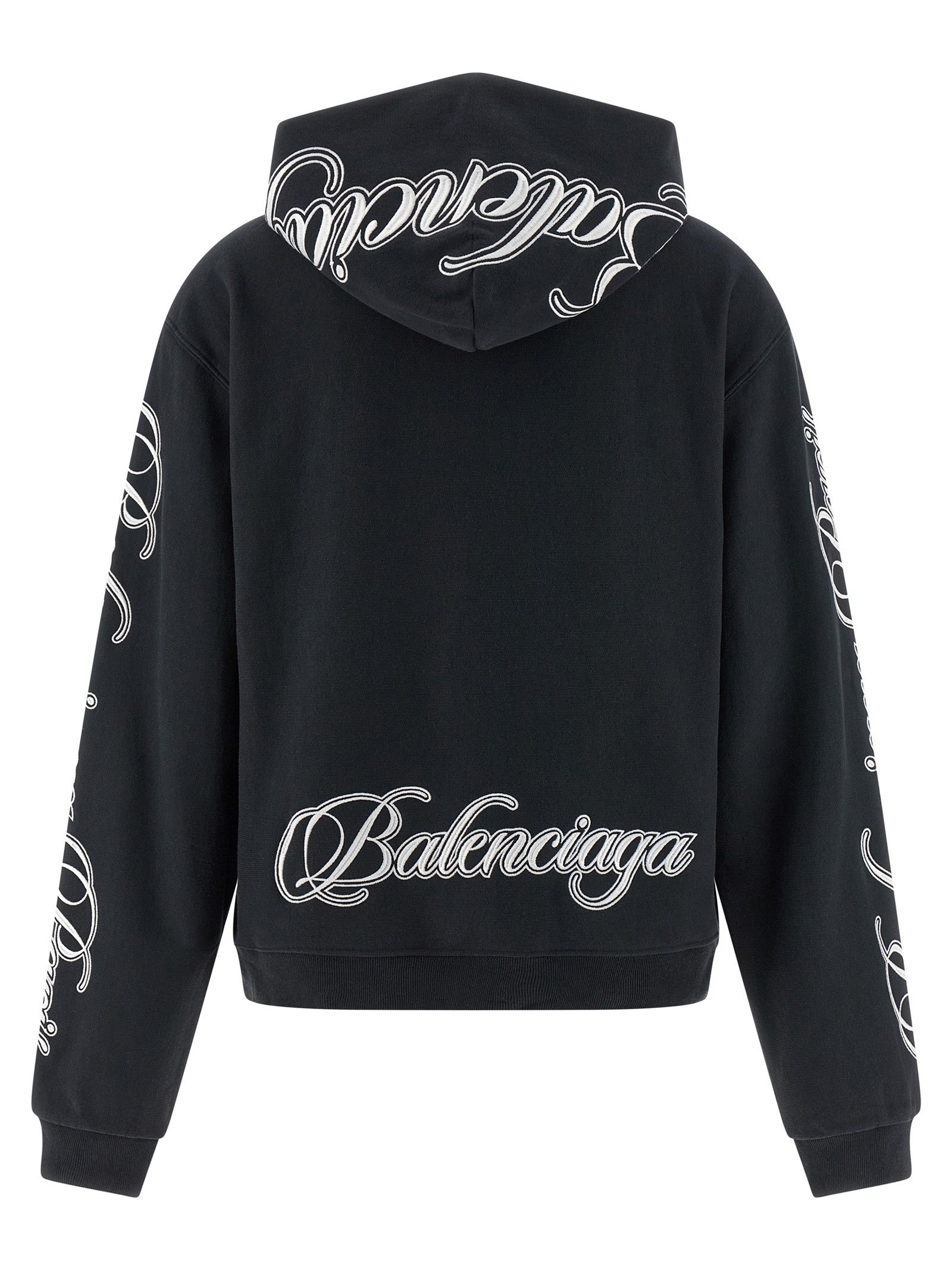 Balenciaga Cursive Hoodie Black